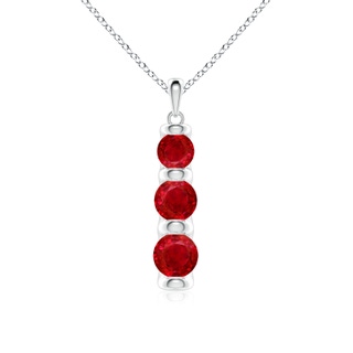 6mm AAA Three Stone Round Ruby Journey Pendant in P950 Platinum