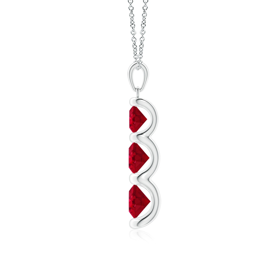 6mm AAA Three Stone Round Ruby Journey Pendant in P950 Platinum side 199