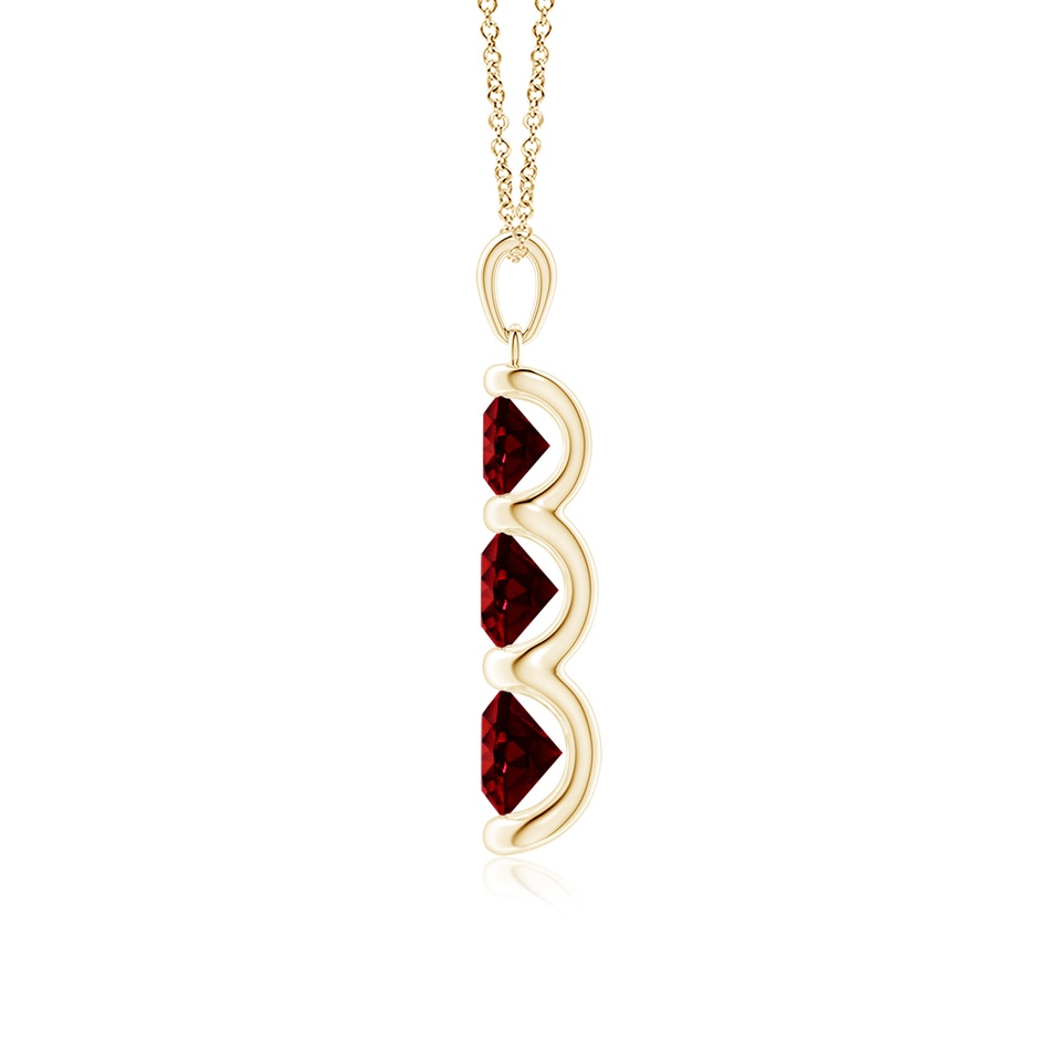 6mm AAAA Three Stone Round Ruby Journey Pendant in 18K Yellow Gold side 199