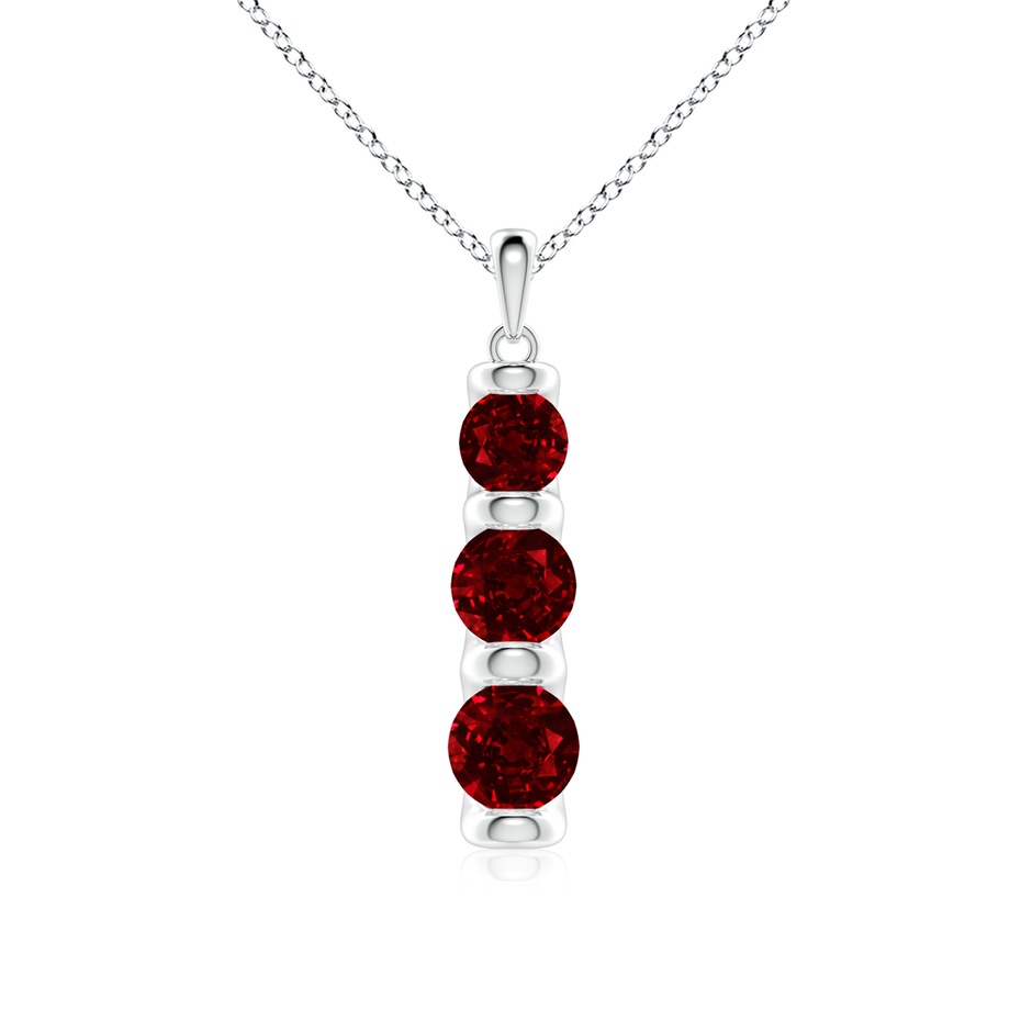 6mm AAAA Three Stone Round Ruby Journey Pendant in P950 Platinum 