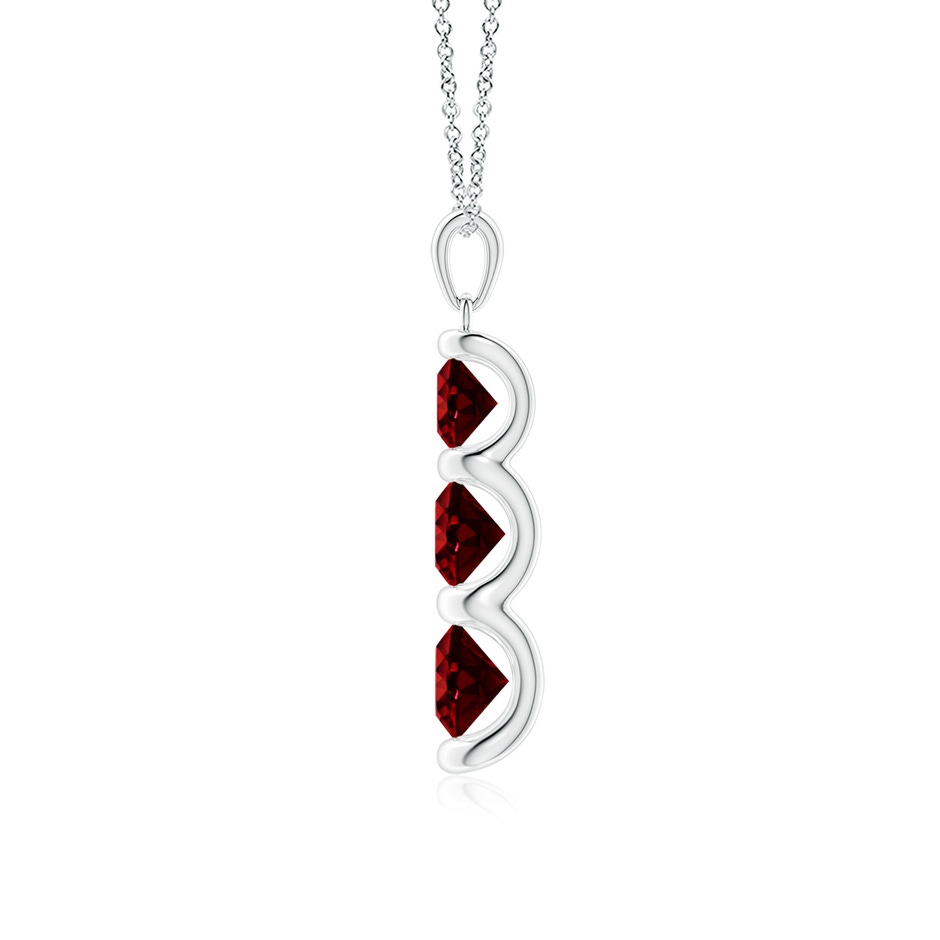 6mm AAAA Three Stone Round Ruby Journey Pendant in P950 Platinum side 199