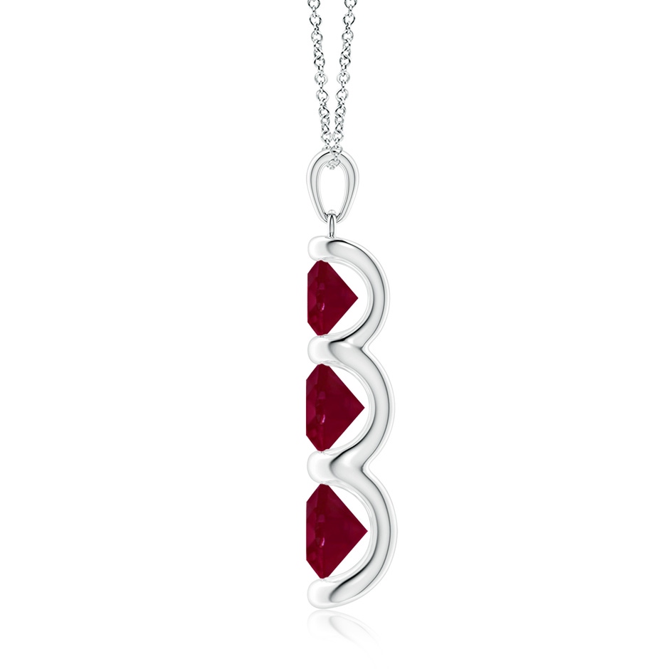 7mm A Three Stone Round Ruby Journey Pendant in White Gold side 199