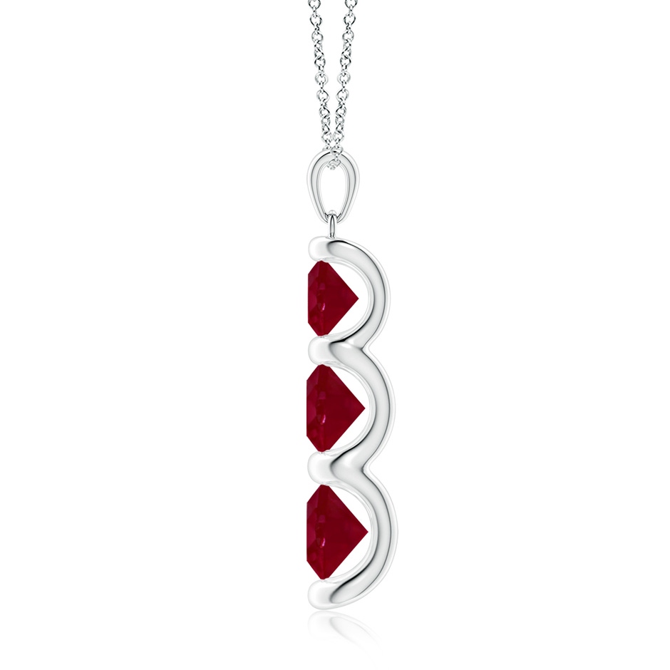 7mm AA Three Stone Round Ruby Journey Pendant in White Gold side 199