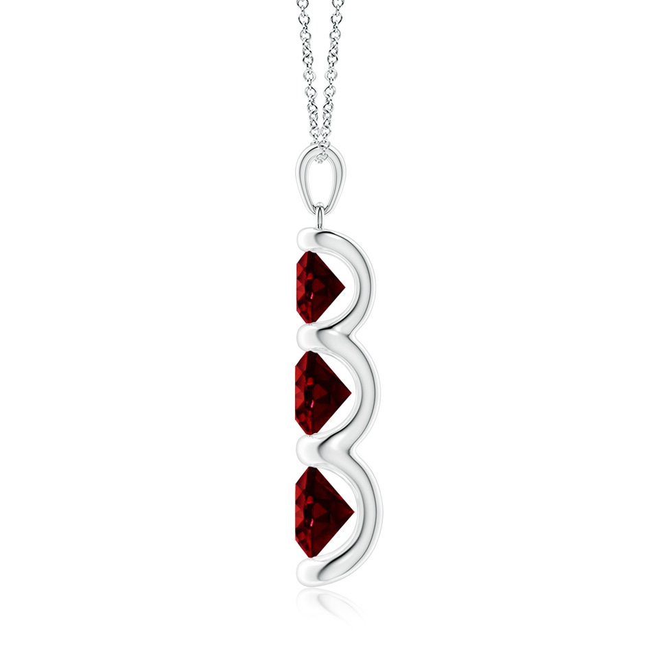 7mm AAAA Three Stone Round Ruby Journey Pendant in P950 Platinum side 199