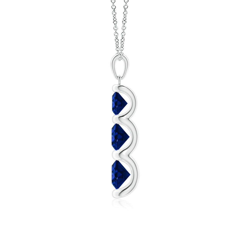 6mm Lab-Grown Three Stone Round Blue Sapphire Journey Pendant in P950 Platinum side 199
