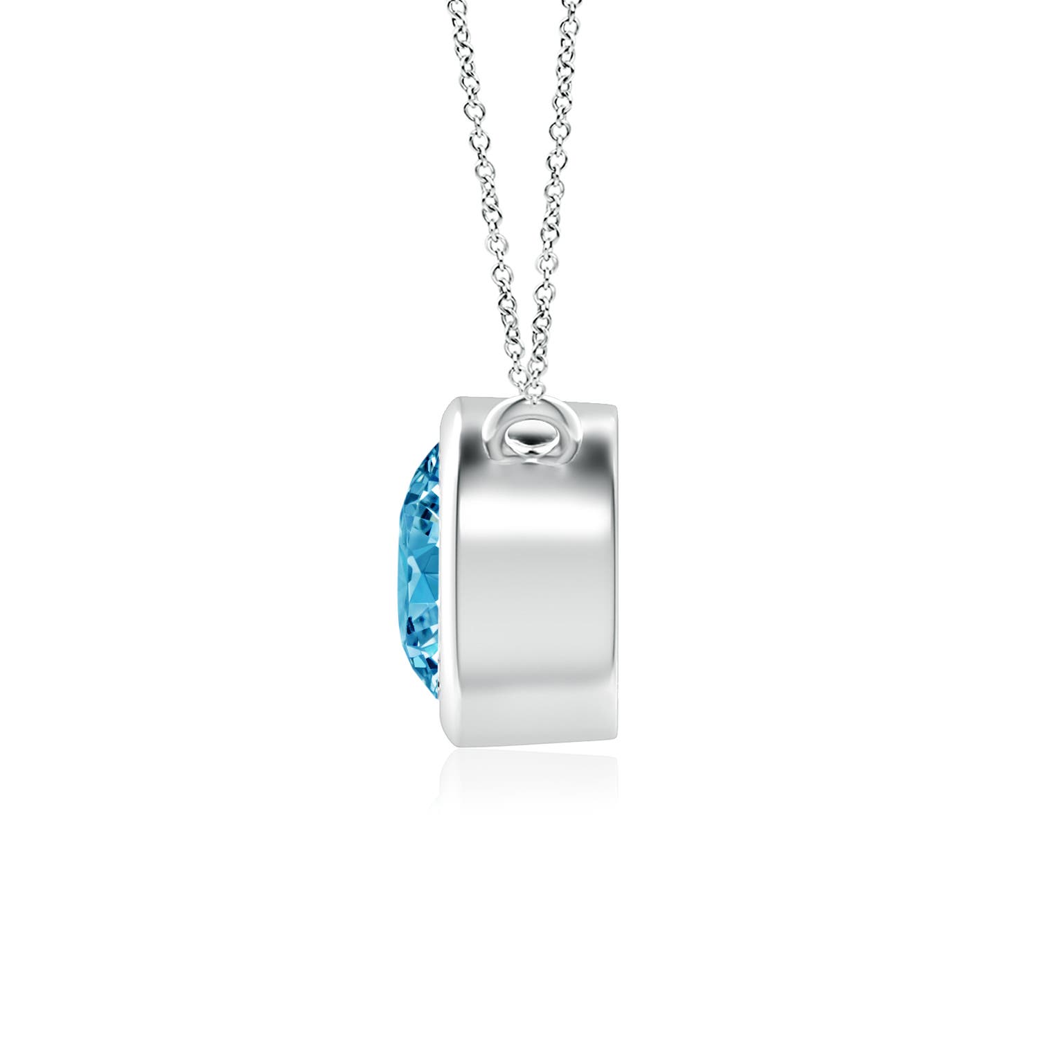 5.1mm AAAA Bezel-Set Round Fancy Intense Blue Diamond Solitaire Necklace in 18K White Gold