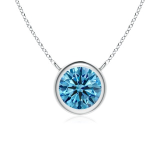 5.1mm AAAA Bezel-Set Round Fancy Intense Blue Diamond Solitaire Necklace in P950 Platinum