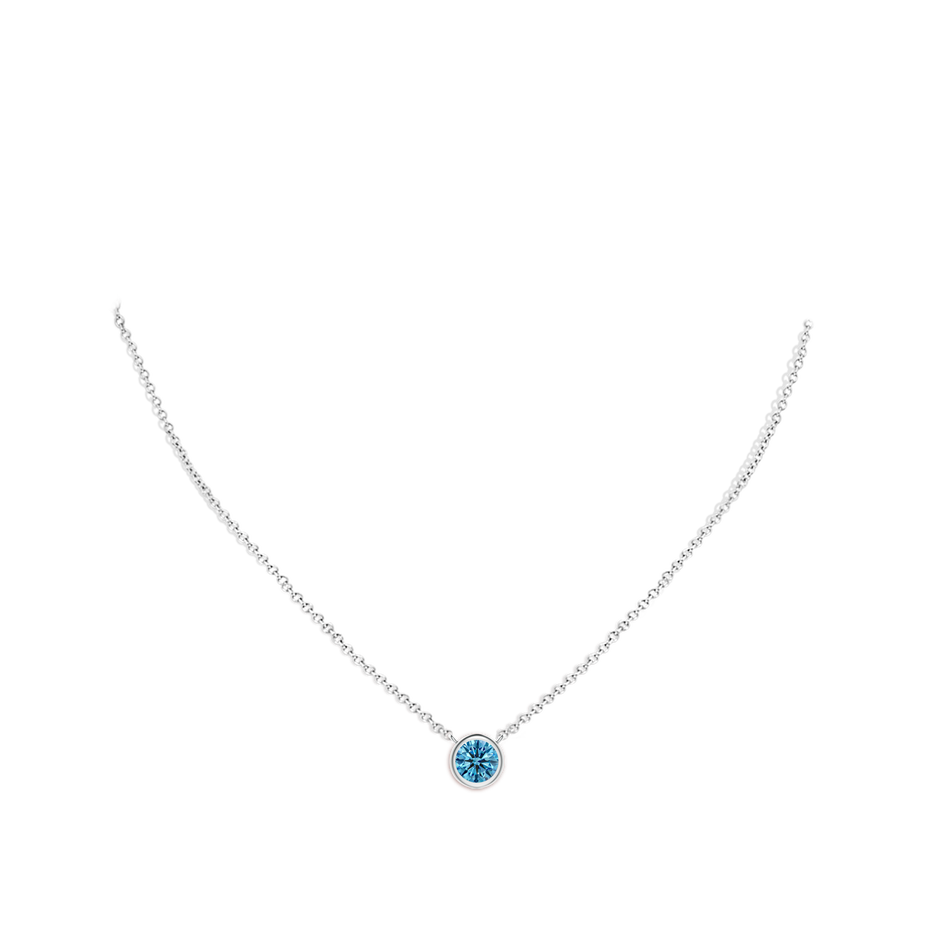 5.1mm AAAA Bezel-Set Round Fancy Intense Blue Diamond Solitaire Necklace in P950 Platinum pen