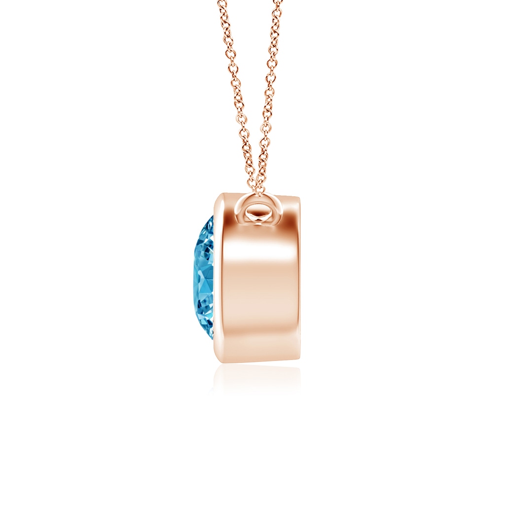 5.1mm AAAA Bezel-Set Round Fancy Intense Blue Diamond Solitaire Necklace in Rose Gold - side 199