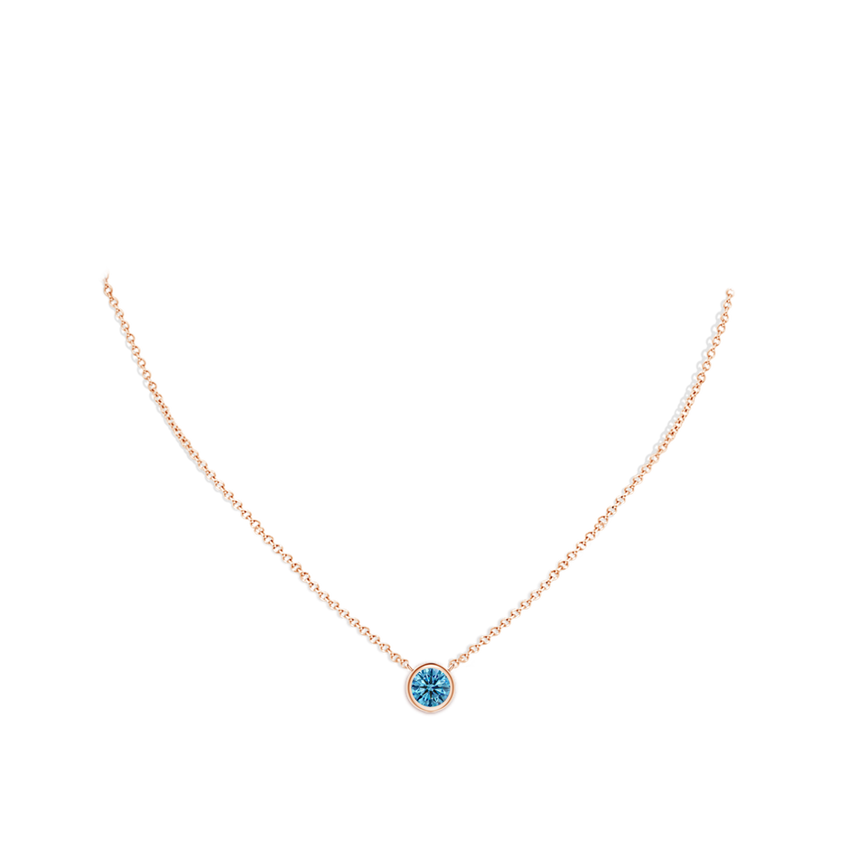 5.1mm AAAA Bezel-Set Round Fancy Intense Blue Diamond Solitaire Necklace in Rose Gold pen
