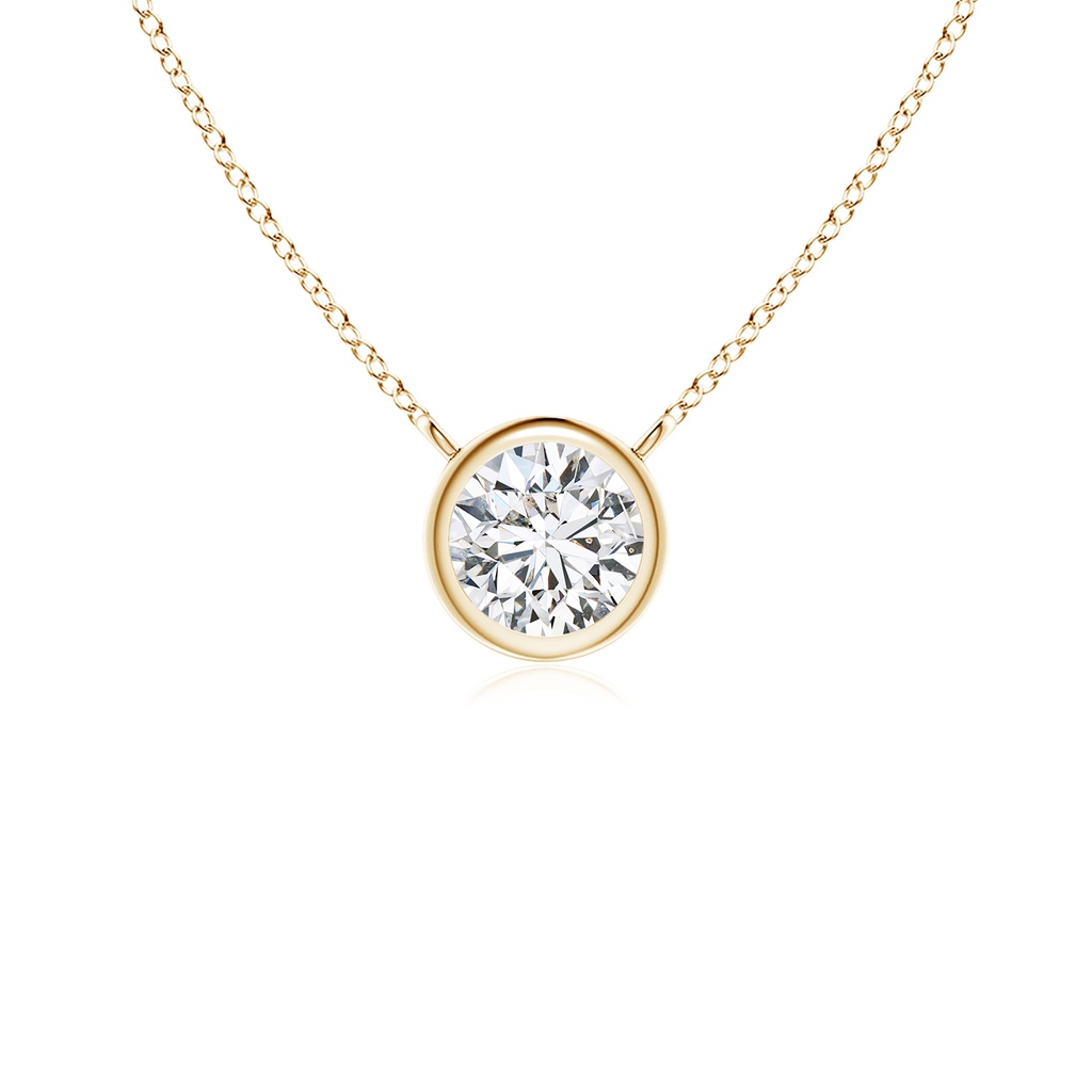 3.4mm HSI2 Bezel-Set Round Diamond Solitaire Necklace in Yellow Gold 
