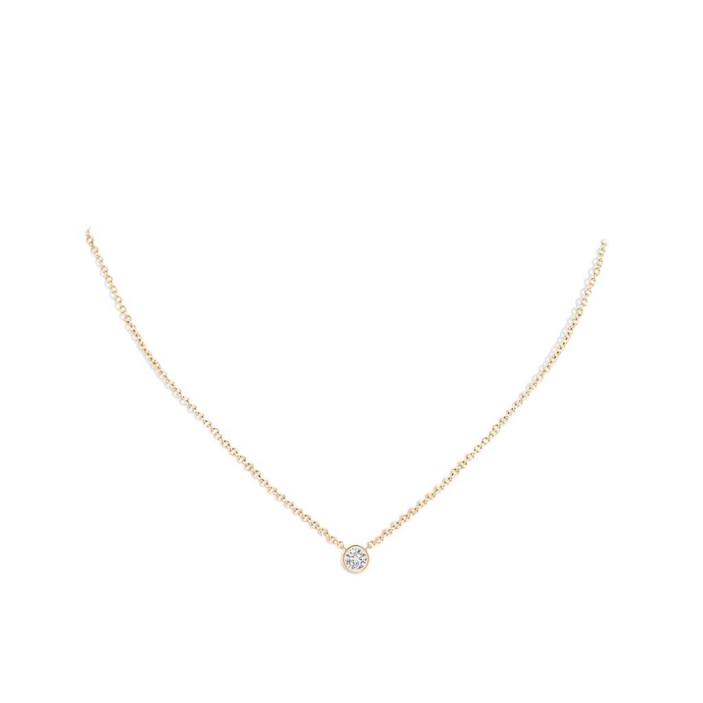 3.4mm HSI2 Bezel-Set Round Diamond Solitaire Necklace in Yellow Gold pen