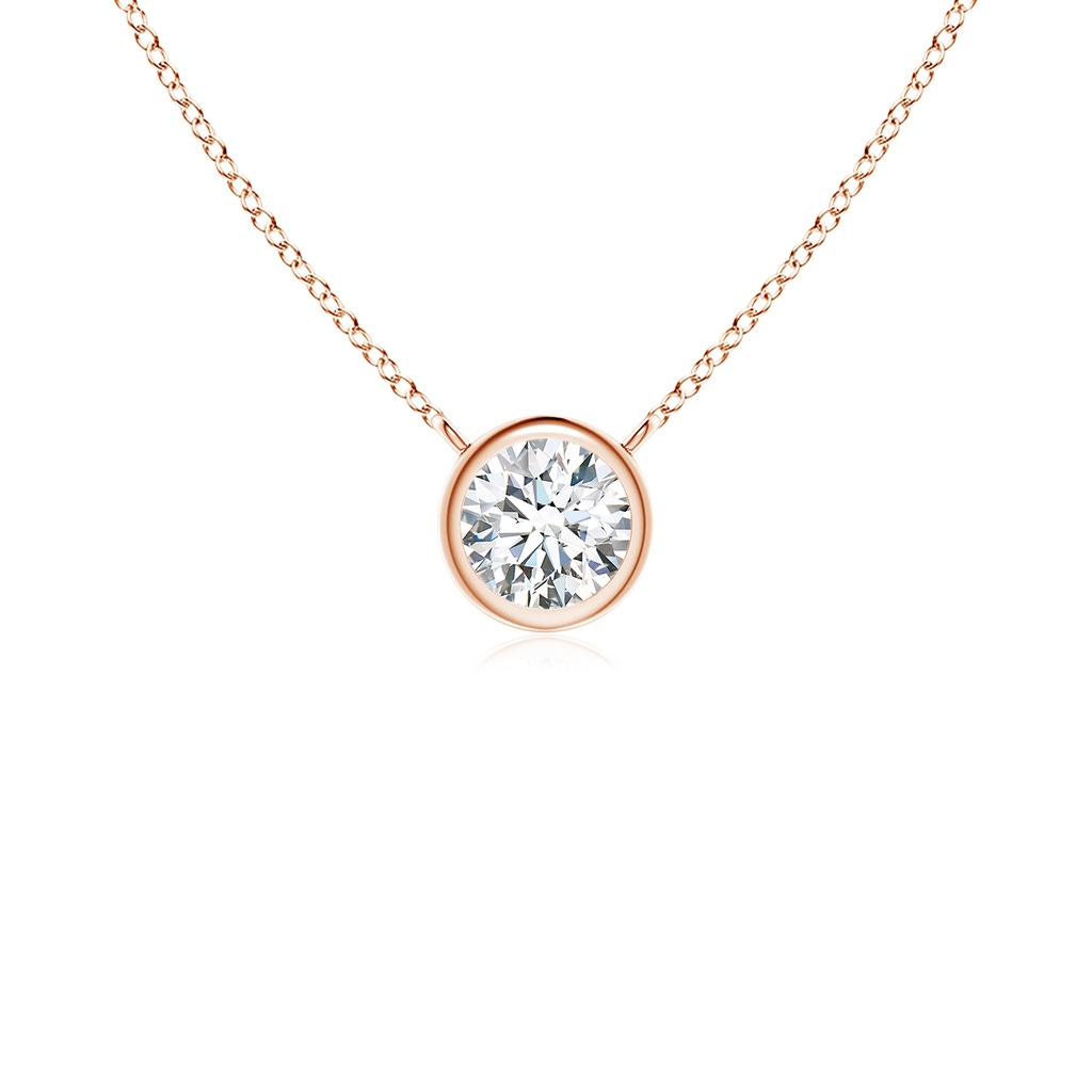 3mm GVS2 Bezel-Set Round Diamond Solitaire Necklace in Rose Gold 