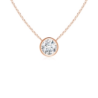 3mm GVS2 Bezel-Set Round Diamond Solitaire Necklace in Rose Gold