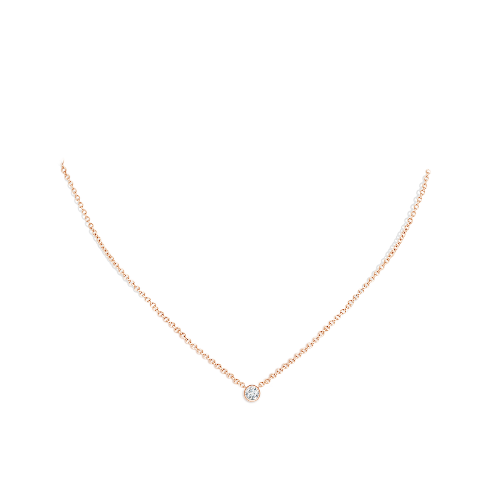 3mm GVS2 Bezel-Set Round Diamond Solitaire Necklace in Rose Gold pen