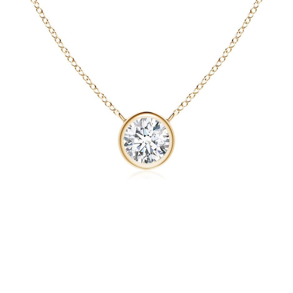 3mm GVS2 Bezel-Set Round Diamond Solitaire Necklace in Yellow Gold 
