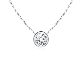 3mm HSI2 Bezel-Set Round Diamond Solitaire Necklace in White Gold