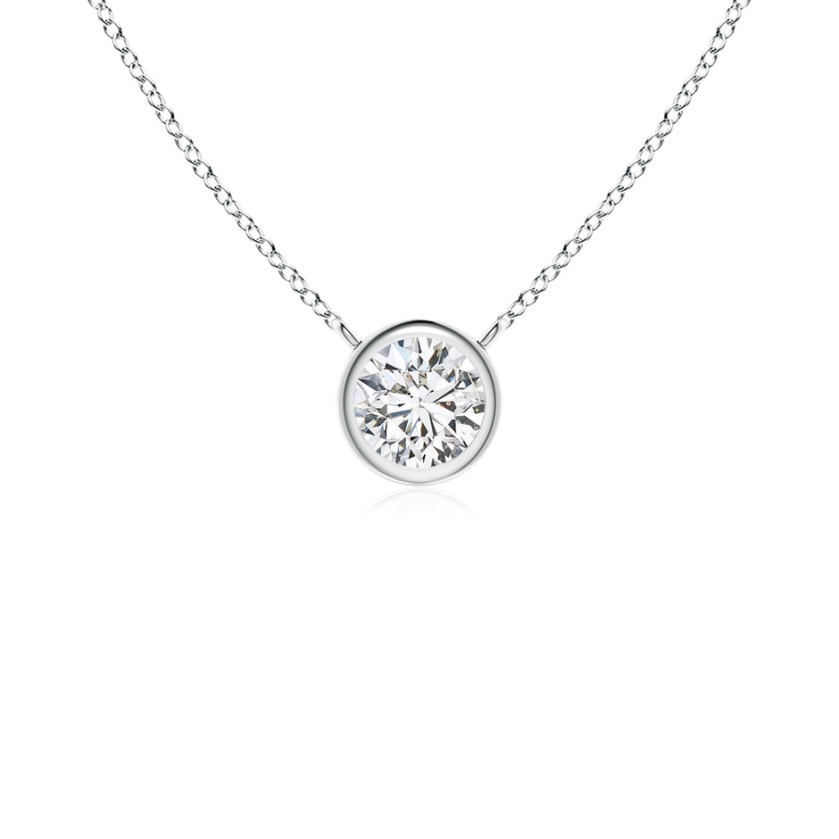 3mm HSI2 Bezel-Set Round Diamond Solitaire Necklace in White Gold 