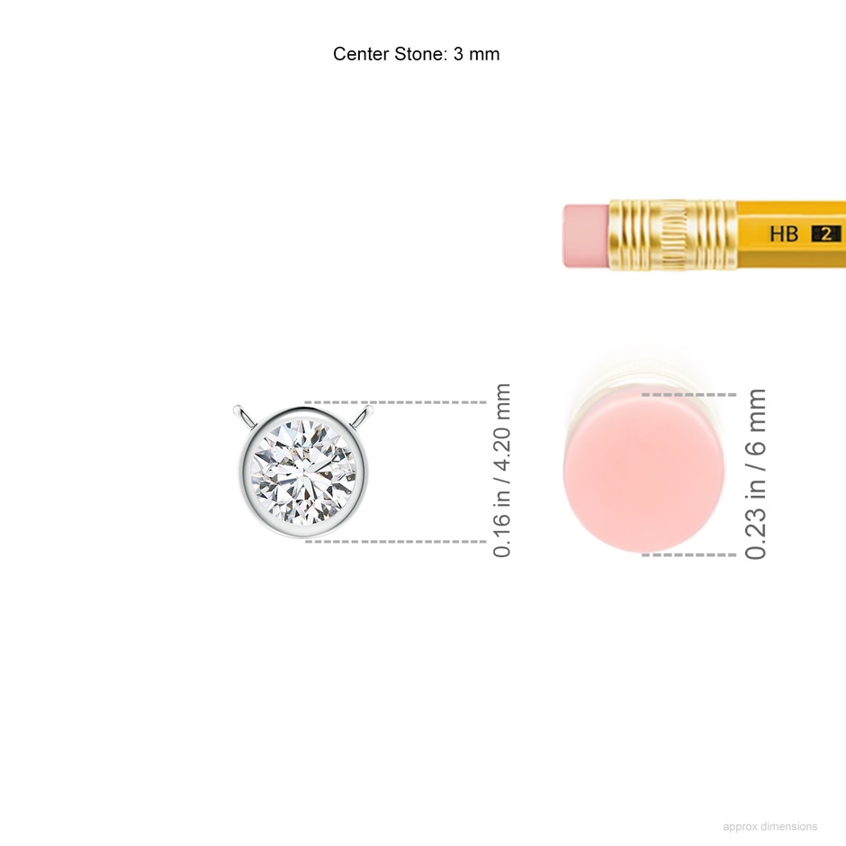 3mm HSI2 Bezel-Set Round Diamond Solitaire Necklace in White Gold ruler