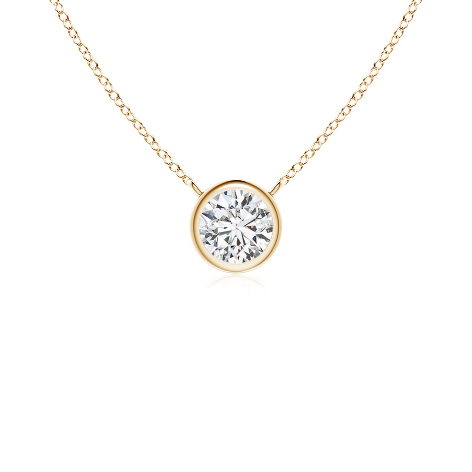 3mm HSI2 Bezel-Set Round Diamond Solitaire Necklace in Yellow Gold 