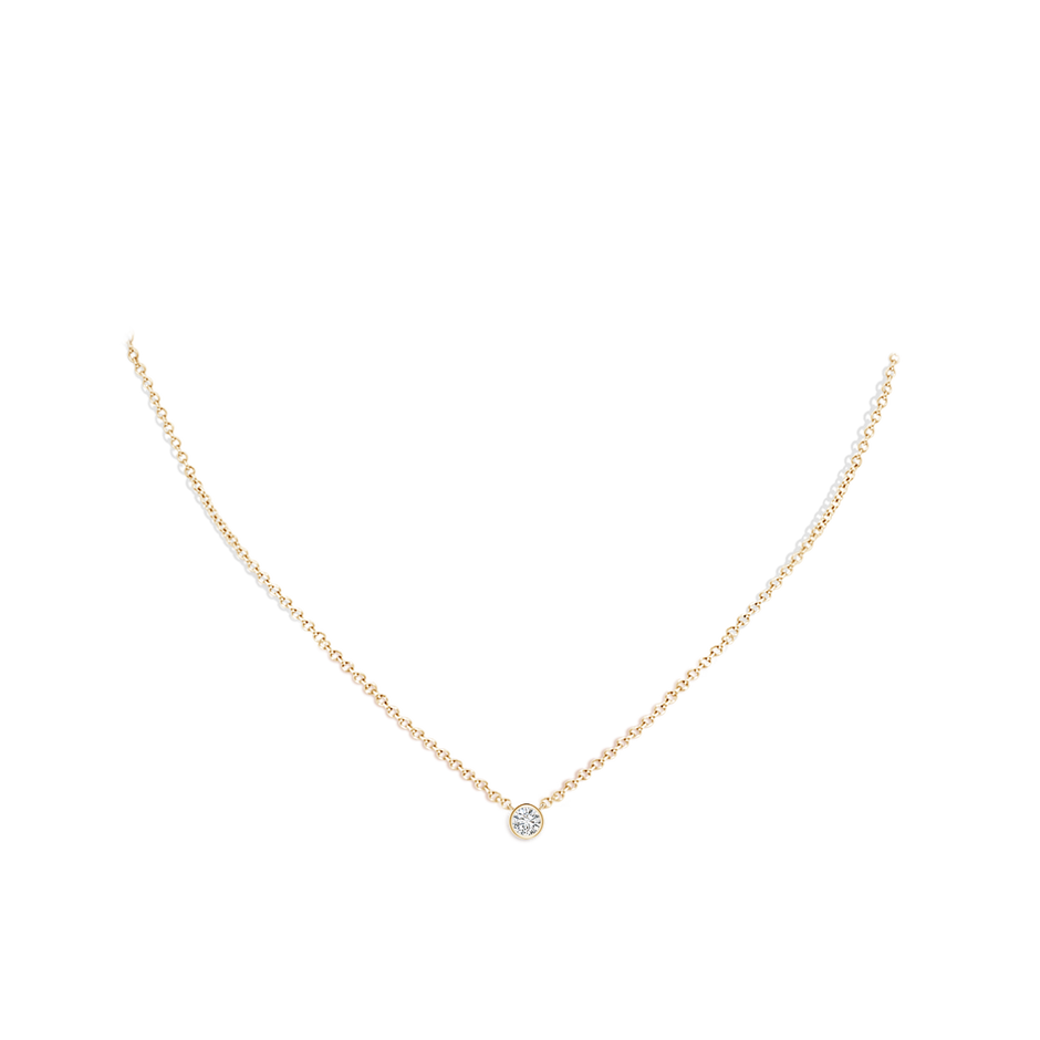 3mm HSI2 Bezel-Set Round Diamond Solitaire Necklace in Yellow Gold pen