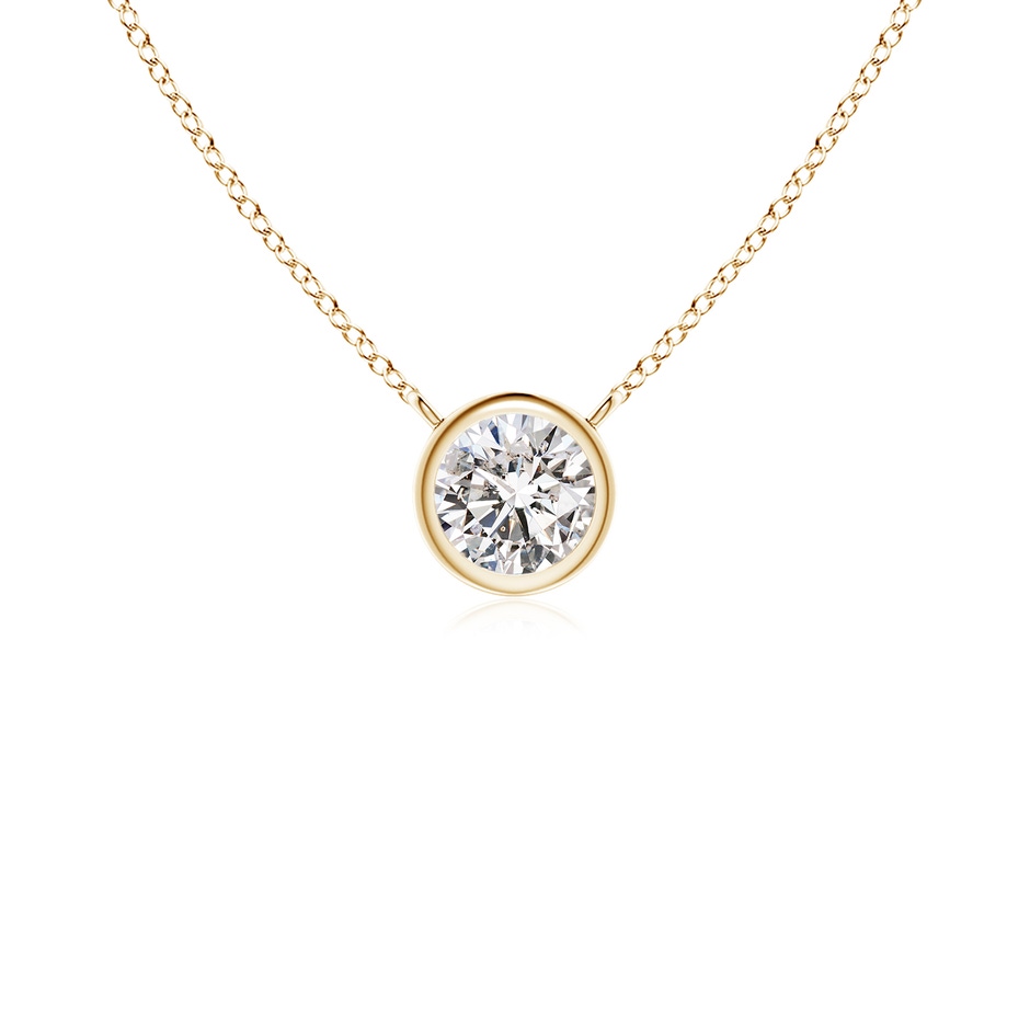 3mm IJI1I2 Bezel-Set Round Diamond Solitaire Necklace in 10K Yellow Gold 