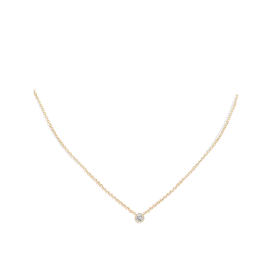 3mm IJI1I2 Bezel-Set Round Diamond Solitaire Necklace in 10K Yellow Gold pen