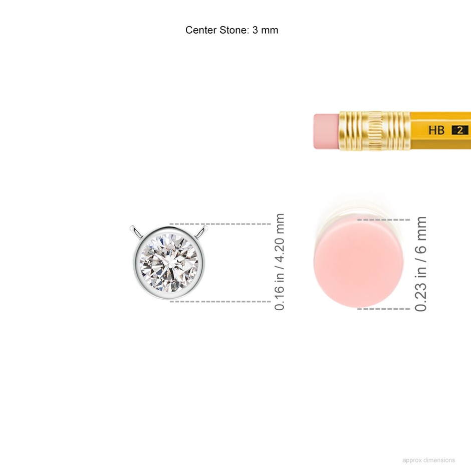 3mm IJI1I2 Bezel-Set Round Diamond Solitaire Necklace in P950 Platinum ruler