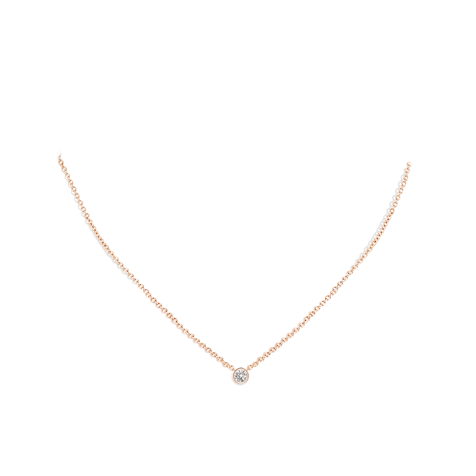 3mm IJI1I2 Bezel-Set Round Diamond Solitaire Necklace in Rose Gold pen