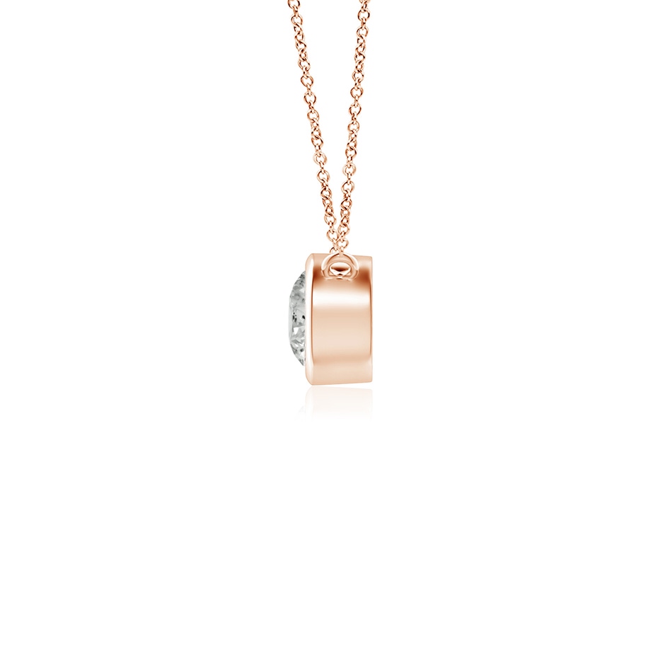 3mm KI3 Bezel-Set Round Diamond Solitaire Necklace in Rose Gold side 199