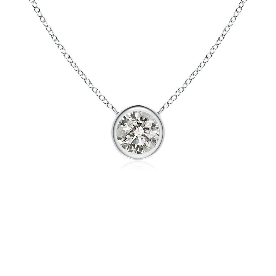 3mm KI3 Bezel-Set Round Diamond Solitaire Necklace in White Gold 