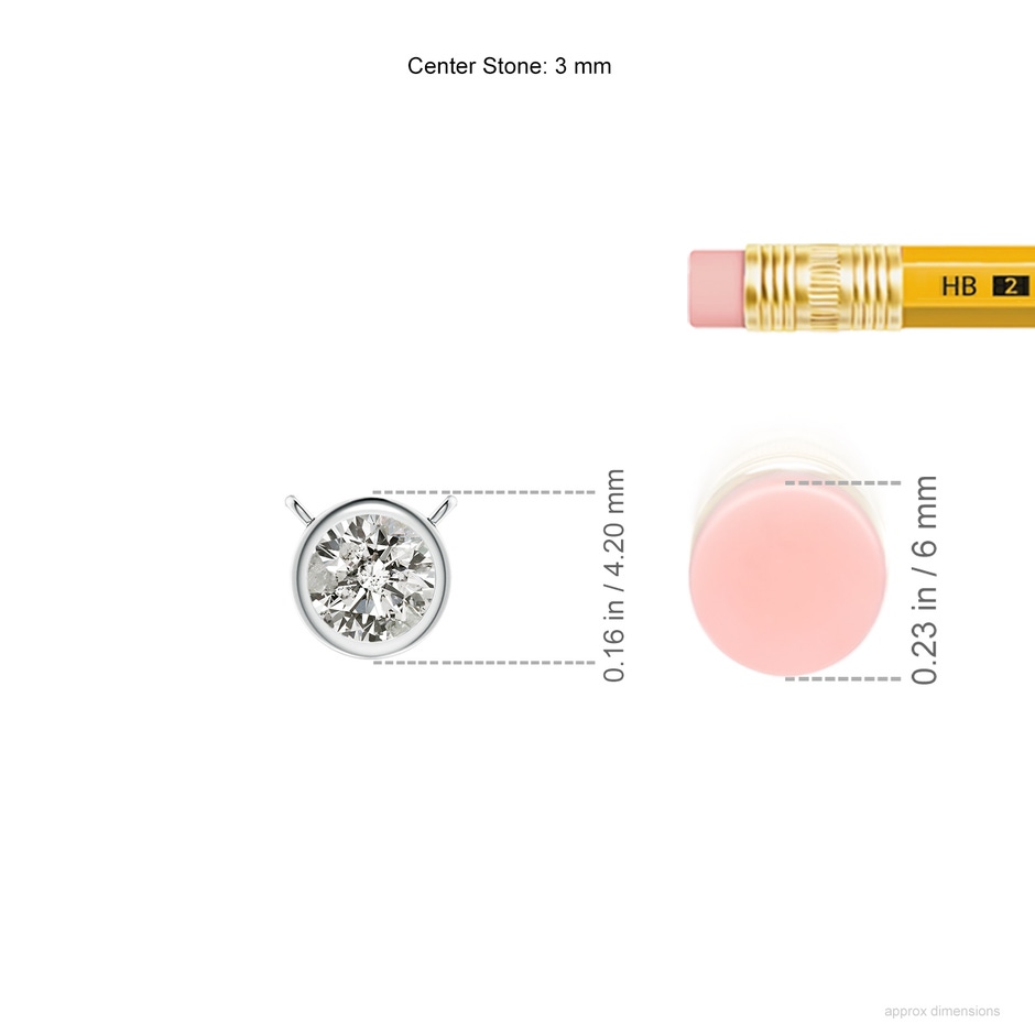 3mm KI3 Bezel-Set Round Diamond Solitaire Necklace in White Gold ruler