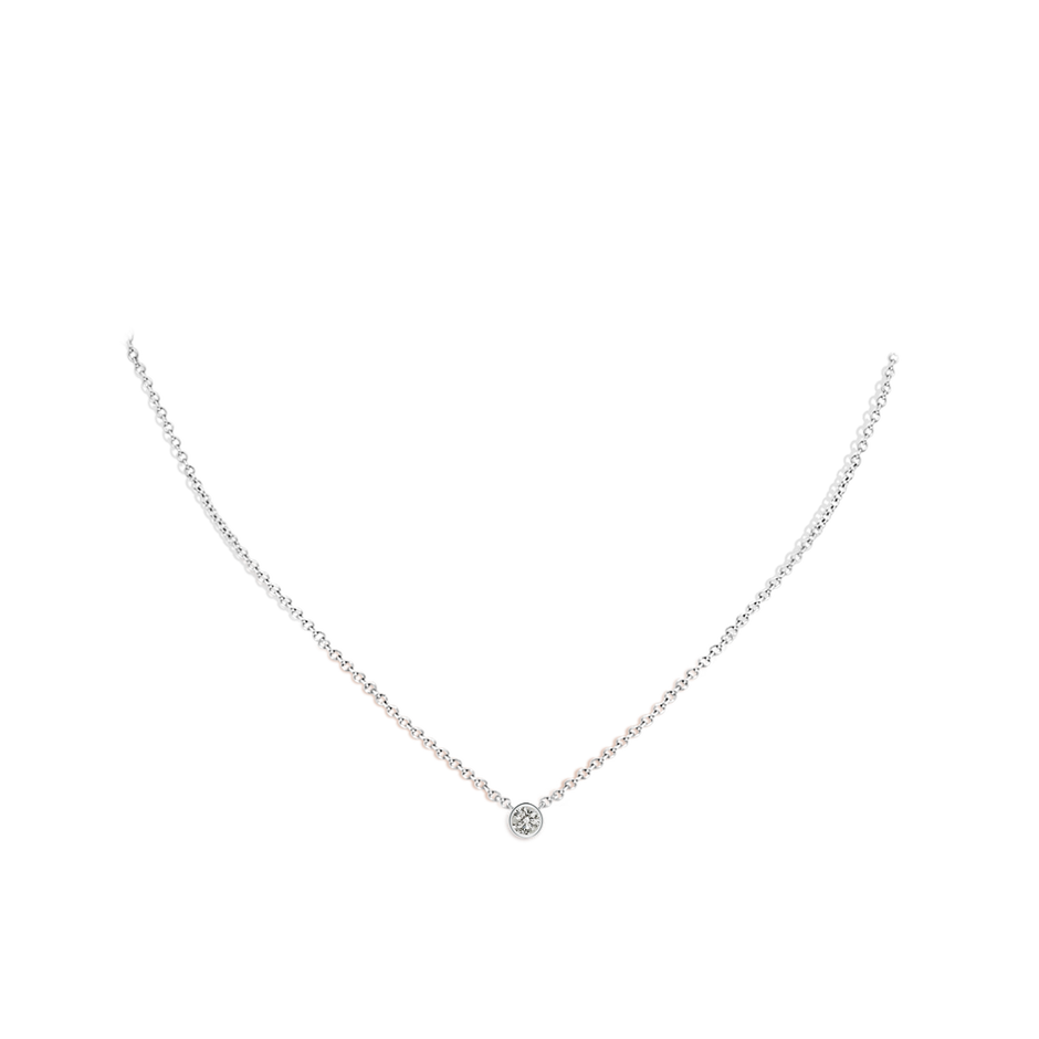3mm KI3 Bezel-Set Round Diamond Solitaire Necklace in White Gold pen