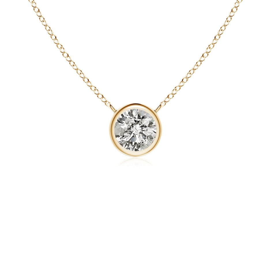 3mm KI3 Bezel-Set Round Diamond Solitaire Necklace in Yellow Gold 