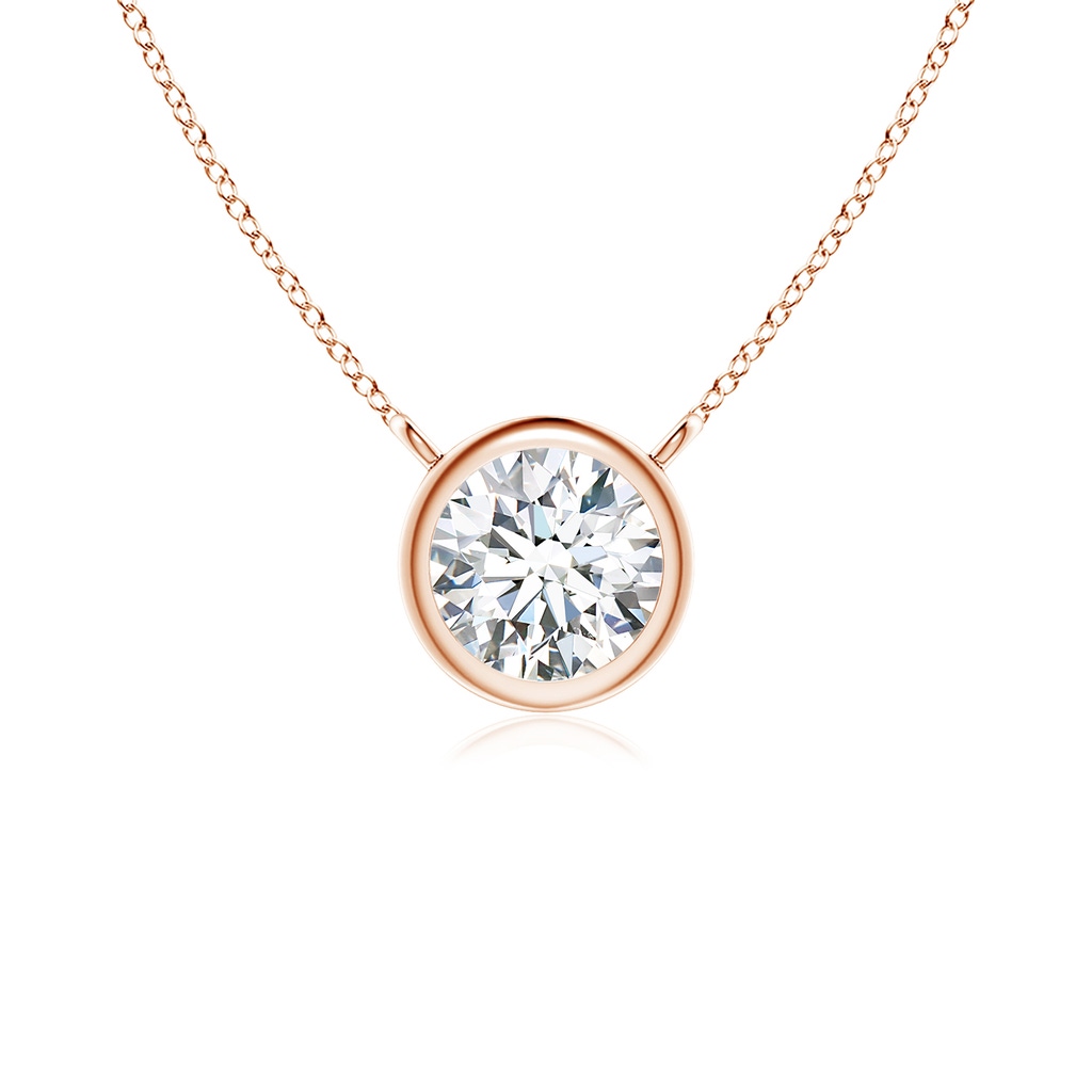 4.1mm GVS2 Bezel-Set Round Diamond Solitaire Necklace in Rose Gold