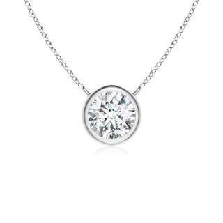 4.1mm GVS2 Bezel-Set Round Diamond Solitaire Necklace in White Gold
