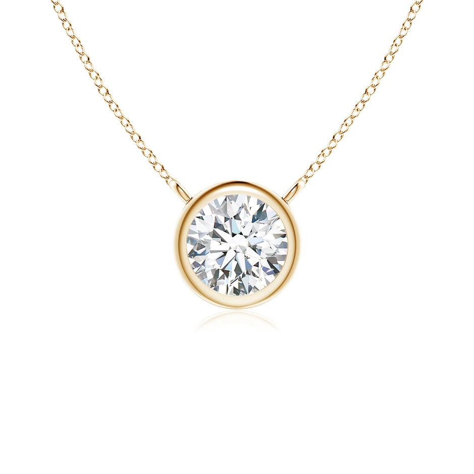 4.1mm GVS2 Bezel-Set Round Diamond Solitaire Necklace in Yellow Gold 