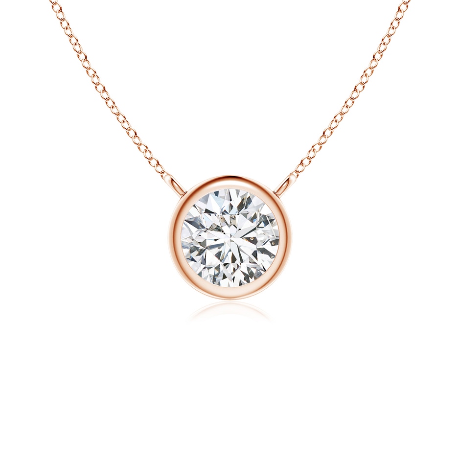 4.1mm HSI2 Bezel-Set Round Diamond Solitaire Necklace in 18K Rose Gold 
