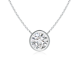 4.1mm HSI2 Bezel-Set Round Diamond Solitaire Necklace in White Gold