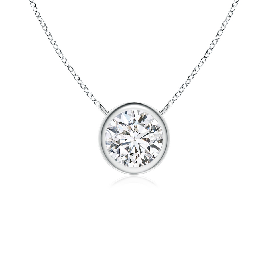 4.1mm HSI2 Bezel-Set Round Diamond Solitaire Necklace in White Gold 