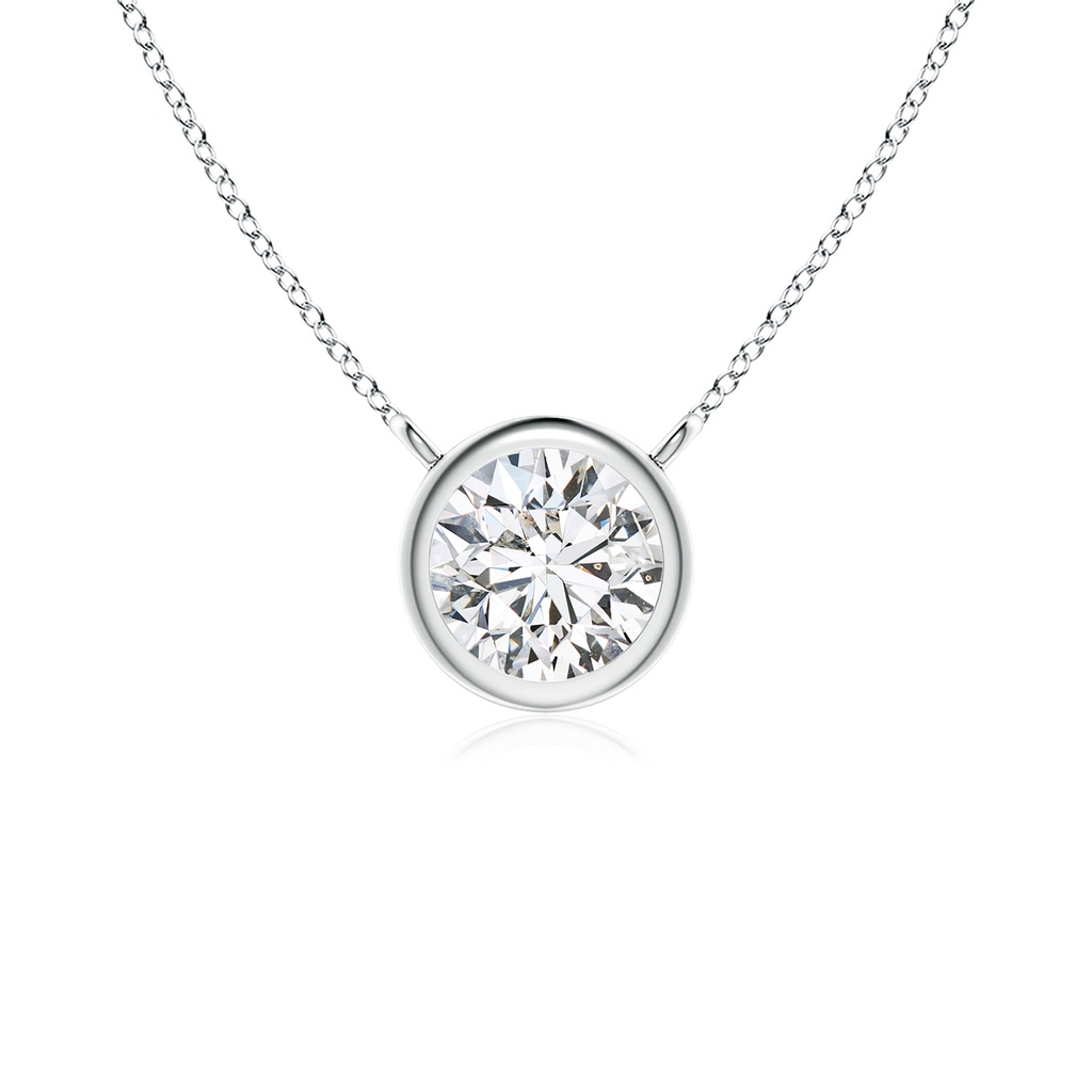 4.1mm HSI2 Bezel-Set Round Diamond Solitaire Necklace in White Gold