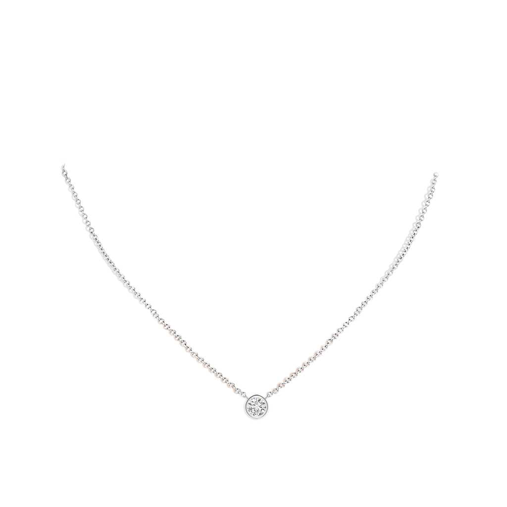 4.1mm HSI2 Bezel-Set Round Diamond Solitaire Necklace in White Gold pen