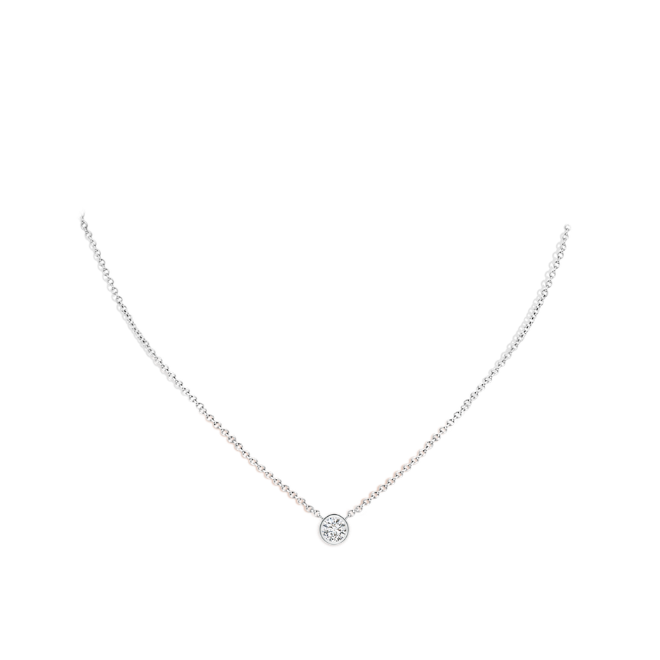 4.1mm HSI2 Bezel-Set Round Diamond Solitaire Necklace in White Gold pen