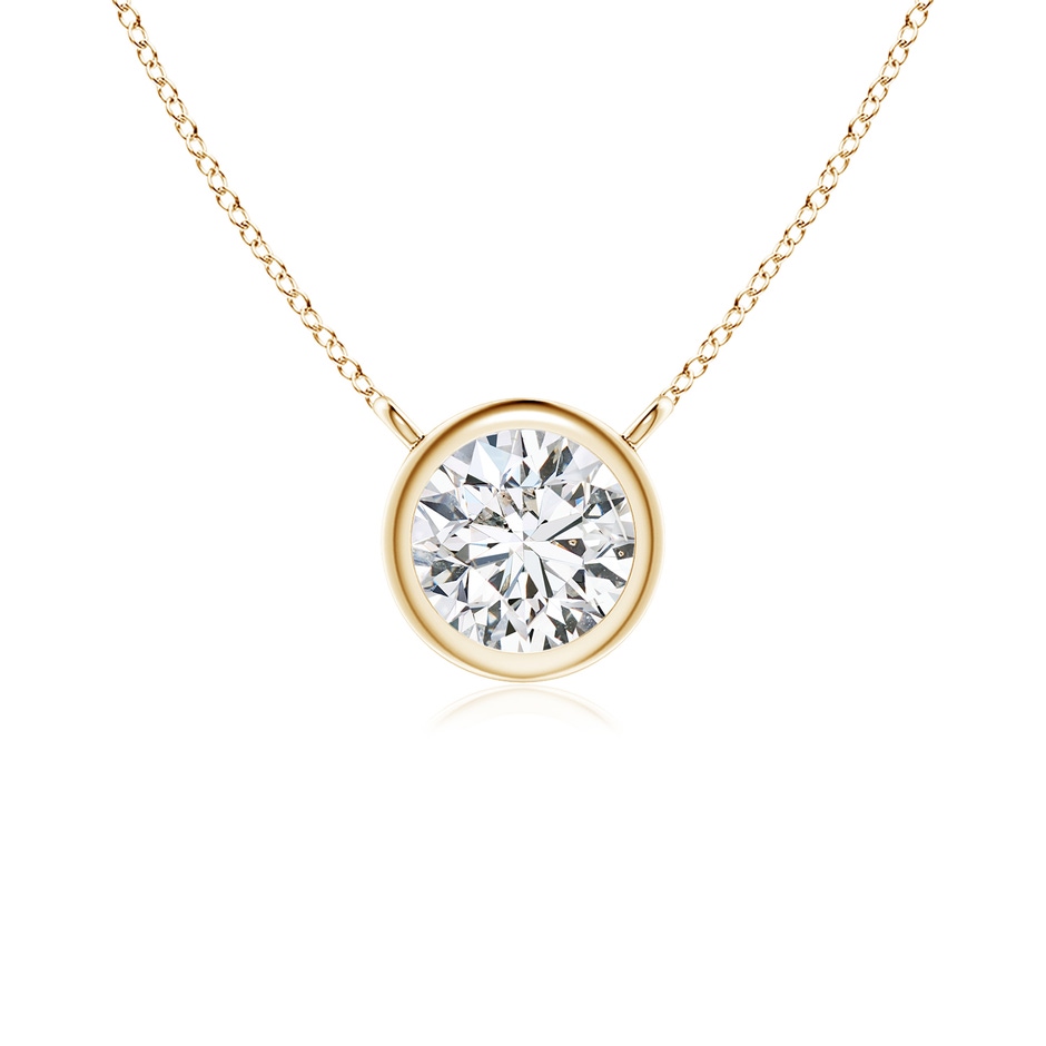 4.1mm HSI2 Bezel-Set Round Diamond Solitaire Necklace in Yellow Gold 