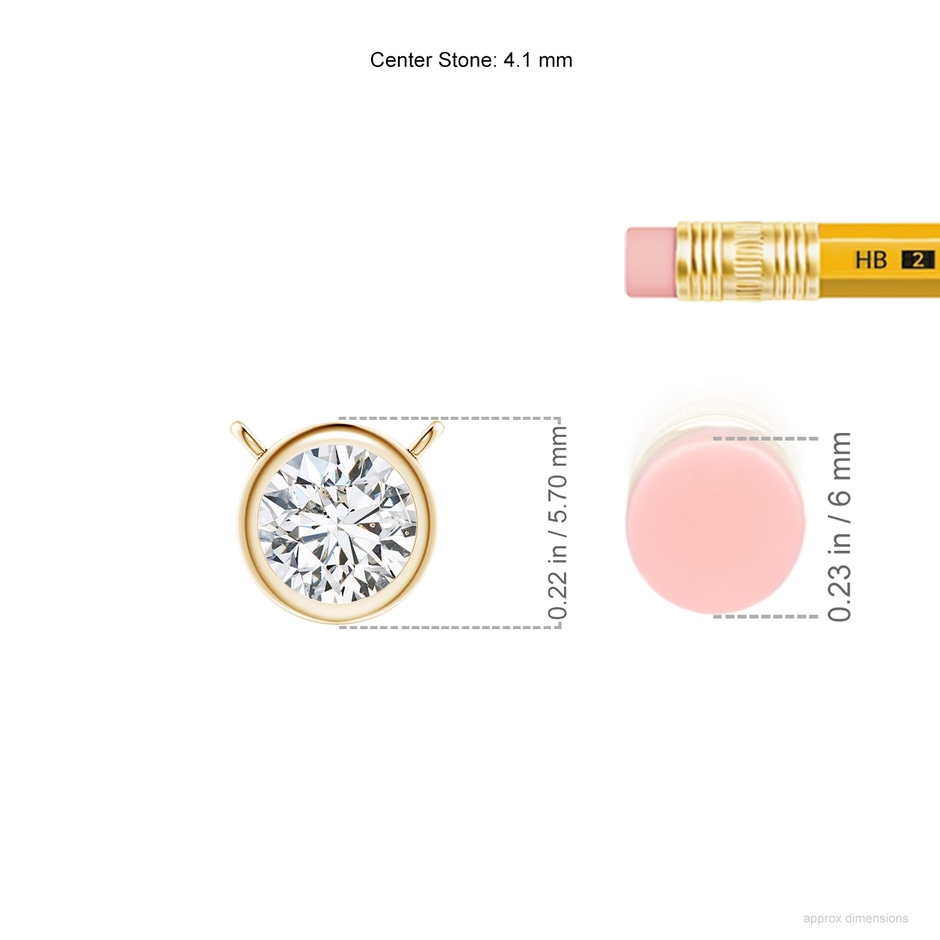 4.1mm HSI2 Bezel-Set Round Diamond Solitaire Necklace in Yellow Gold ruler