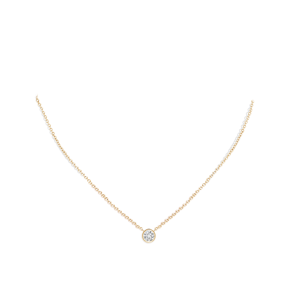 4.1mm HSI2 Bezel-Set Round Diamond Solitaire Necklace in Yellow Gold pen