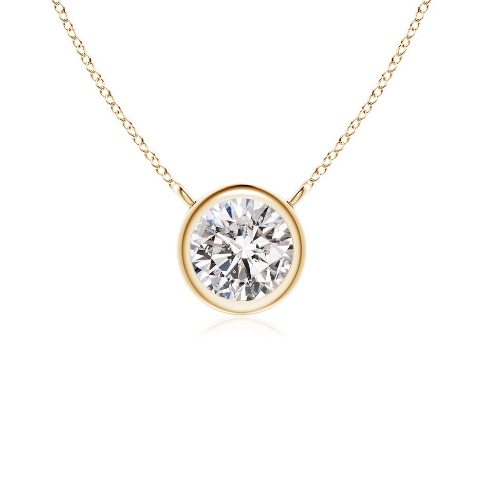 4.1mm IJI1I2 Bezel-Set Round Diamond Solitaire Necklace in Yellow Gold 