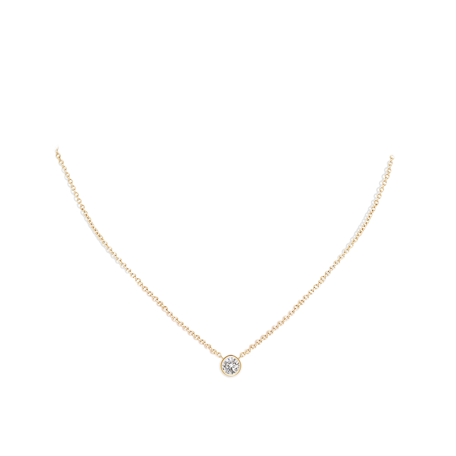 4.1mm IJI1I2 Bezel-Set Round Diamond Solitaire Necklace in Yellow Gold pen