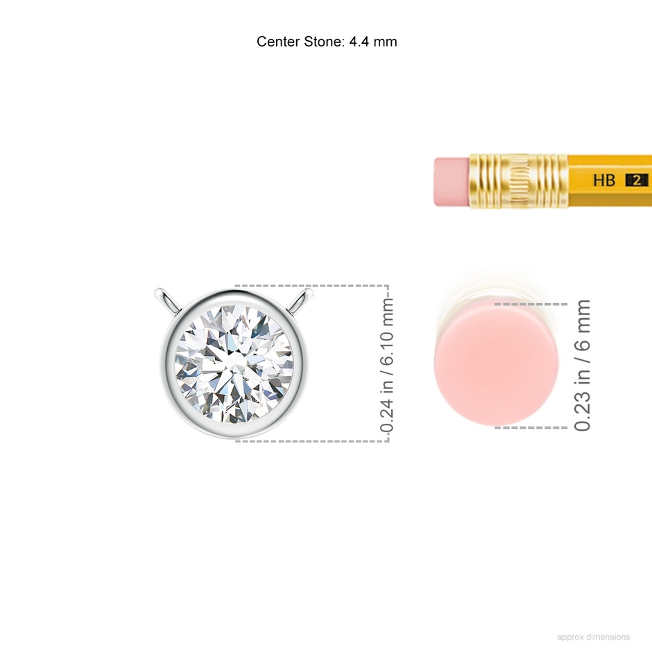 4.4mm GVS2 Bezel-Set Round Diamond Solitaire Necklace in P950 Platinum ruler