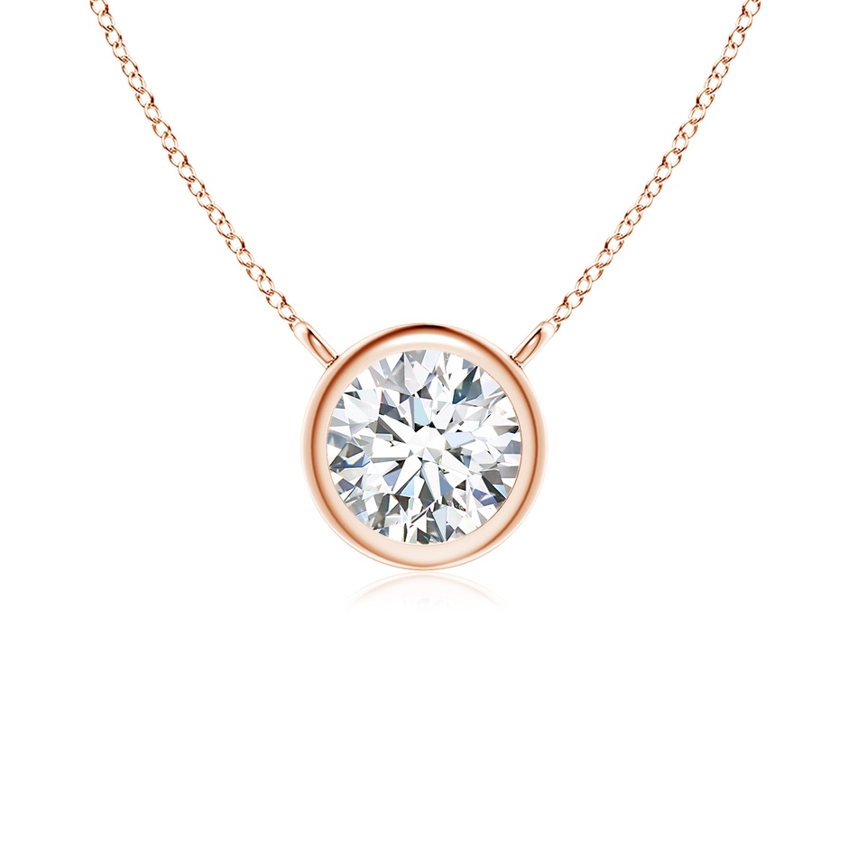 4.4mm GVS2 Bezel-Set Round Diamond Solitaire Necklace in Rose Gold 
